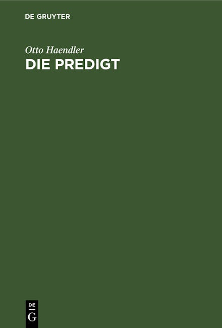 Book cover image for Die Predigt ISBN: 9783112601679